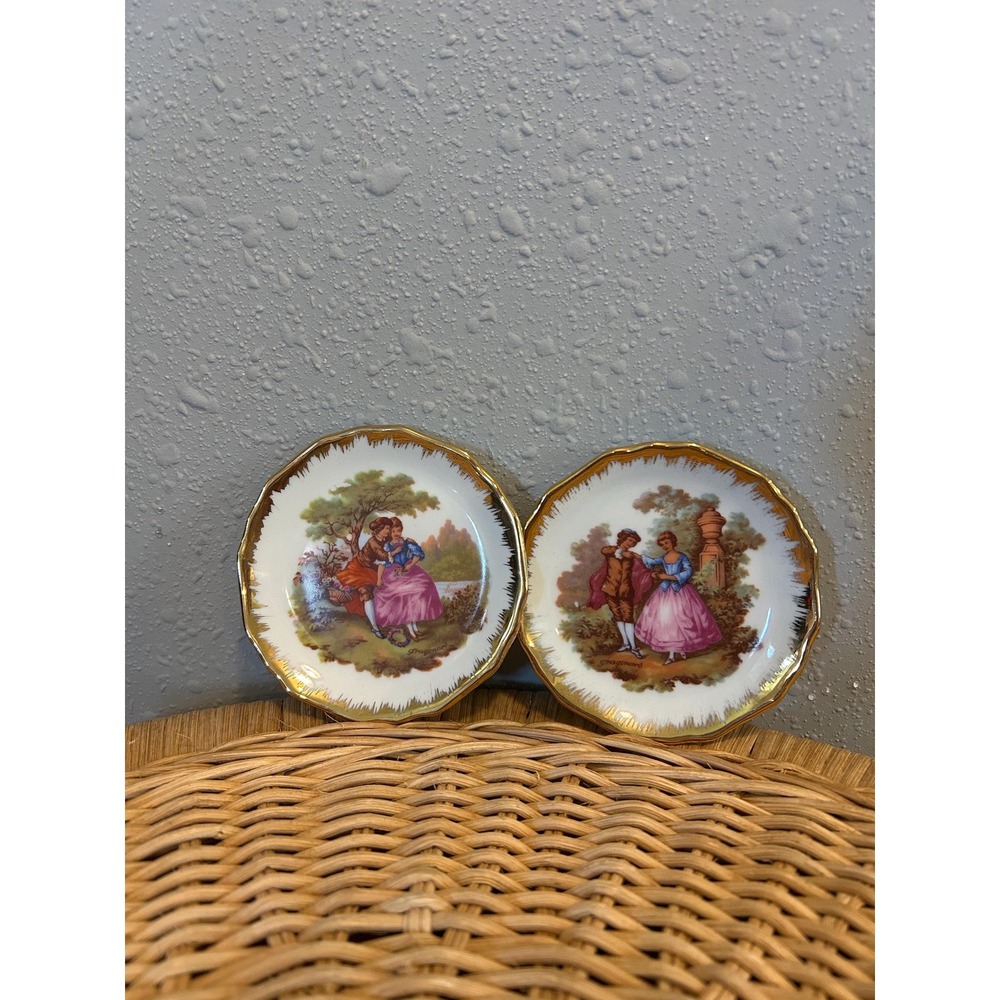 Vintage Limoges France Fragonard Miniature Decorative Plates Set 2